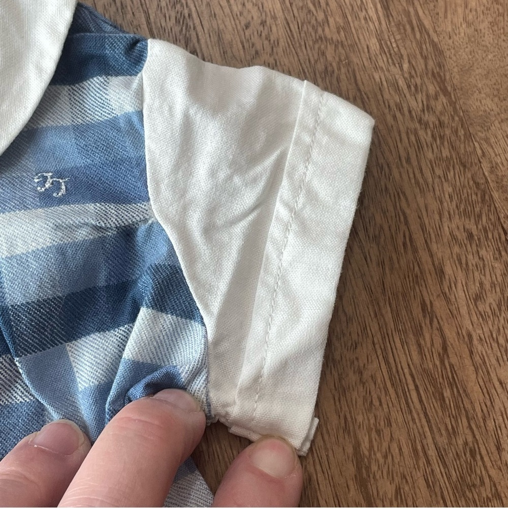Vintage Tender Touch Baby Handcrafted Blue Plaid Cotton Romper Newborn-Preemie‎ - Picture 6 of 13